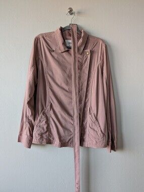 Sonoma Dusty Pink Utility Jacket Belted Cotton Blend Long Sleeve Size XL Placket